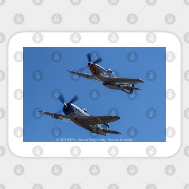 P-51D Mustang and P-47D Thunderbolt Sticker by acefox1